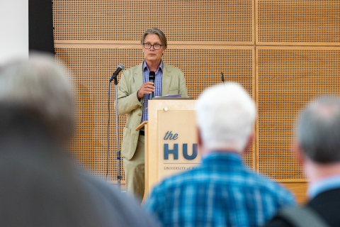 UW Provost Mark Richards gives the keynote speech at the Annual EIH Spring Symposium.