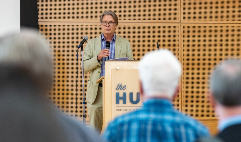 UW Provost Mark Richards gives the keynote speech at the Annual EIH Spring Symposium.